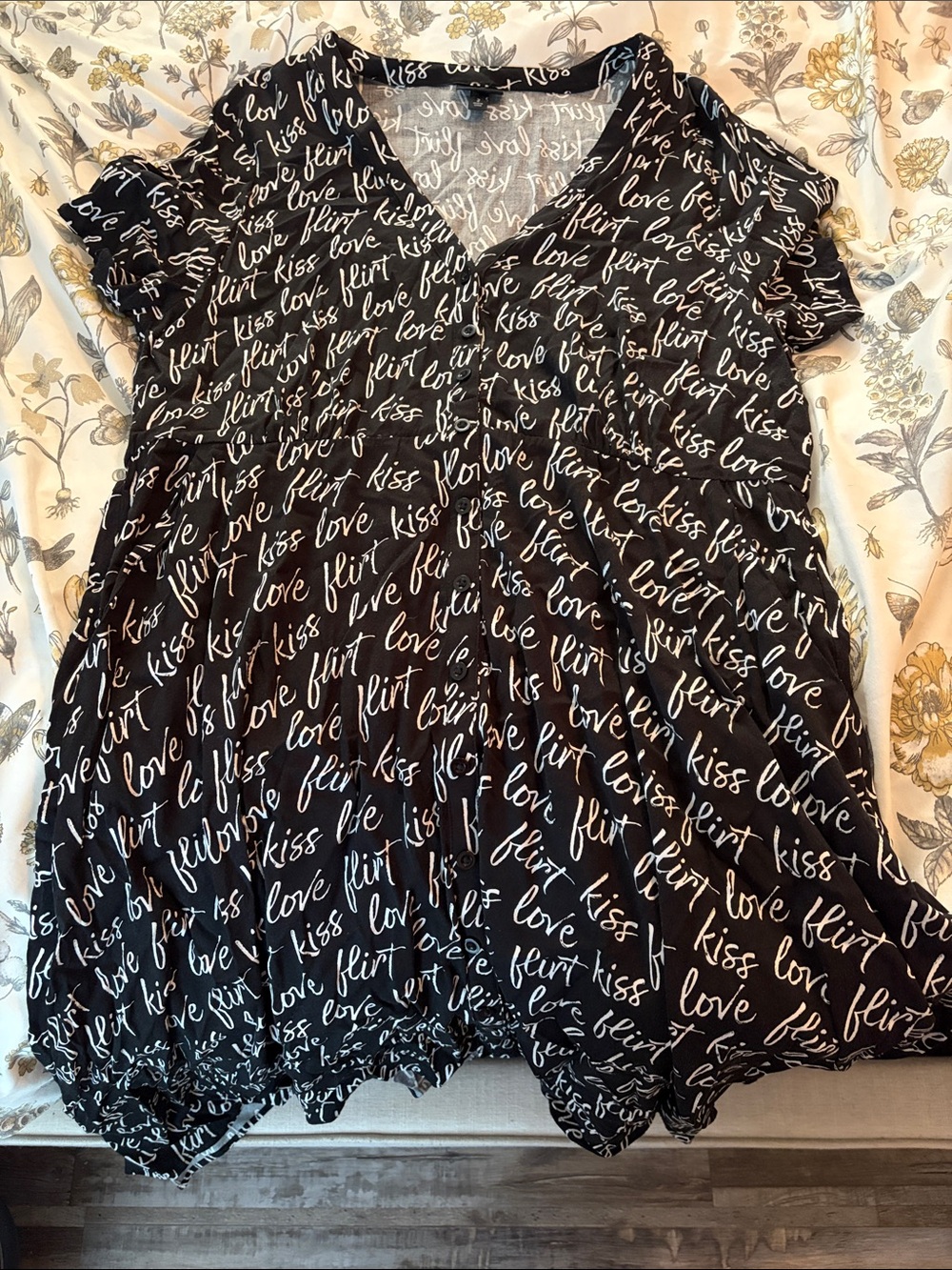 Torrid Black Script-Print V-Neck Women’s dress